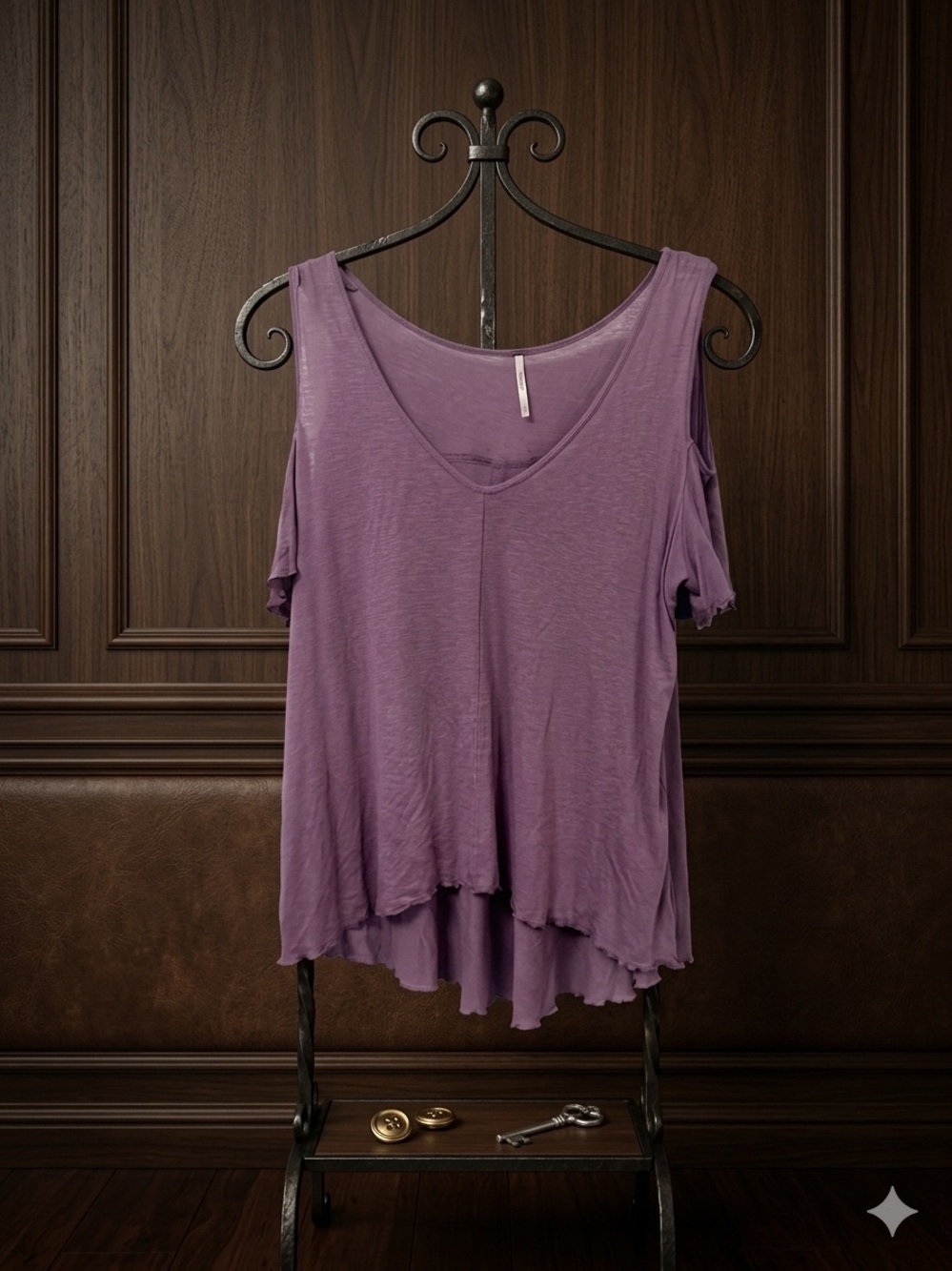 Free People Purple Cold-Shoulder Tank Top